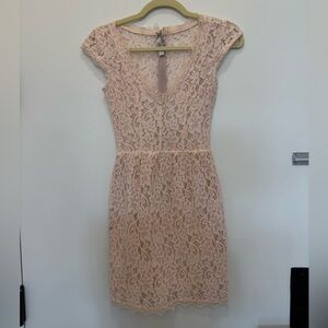 Aritzia (Babaton) Lace Midi Dress in Soft Pink